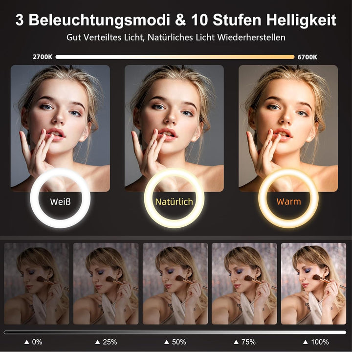 Ringlicht mit Stativ Handy Laptop Videokonferenz Licht,Evershop 10.5” Ring Light Ringleuchte LED 3 L