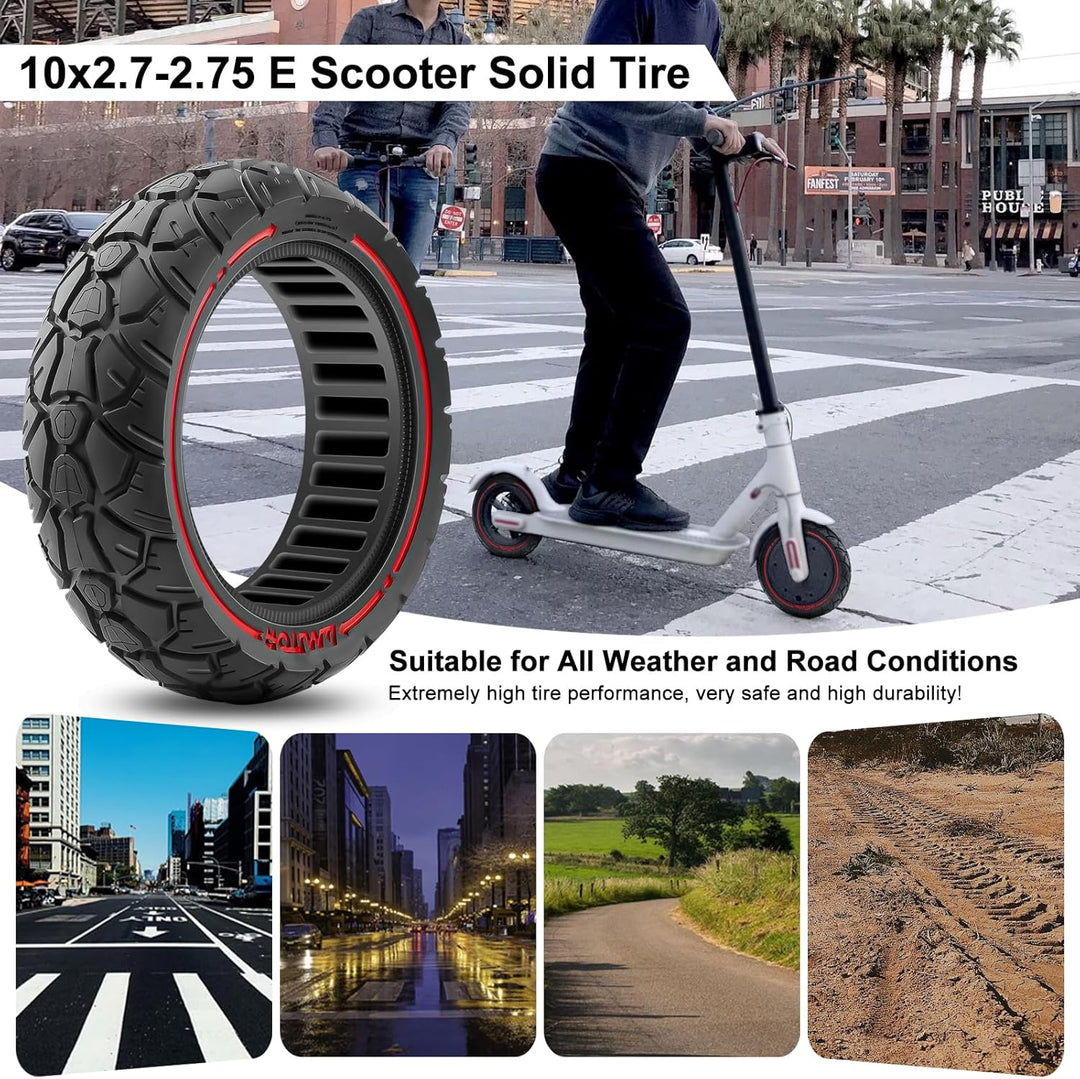 E Scooter Reifen 10 Zoll Vollgummi, 10x2.70-2.75 Vollgummireifen E Scooter Pannensichere und Abriebf