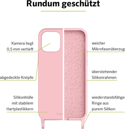 Artwizz HangOn Case kompatibel mit [iPhone 13] - Elastische Schutzhülle aus Silikon als Handykette z