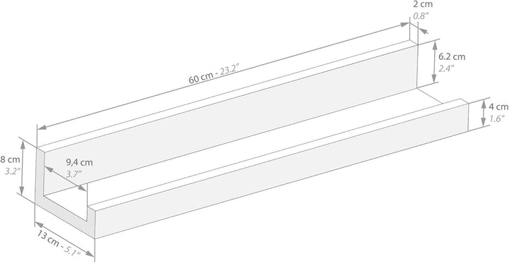 MOBILI FIVER, 2er-Set Bilderregale First, 60 cm, rustikale Eiche, Made In Italy 60 x 13 x 8 cm Rusti
