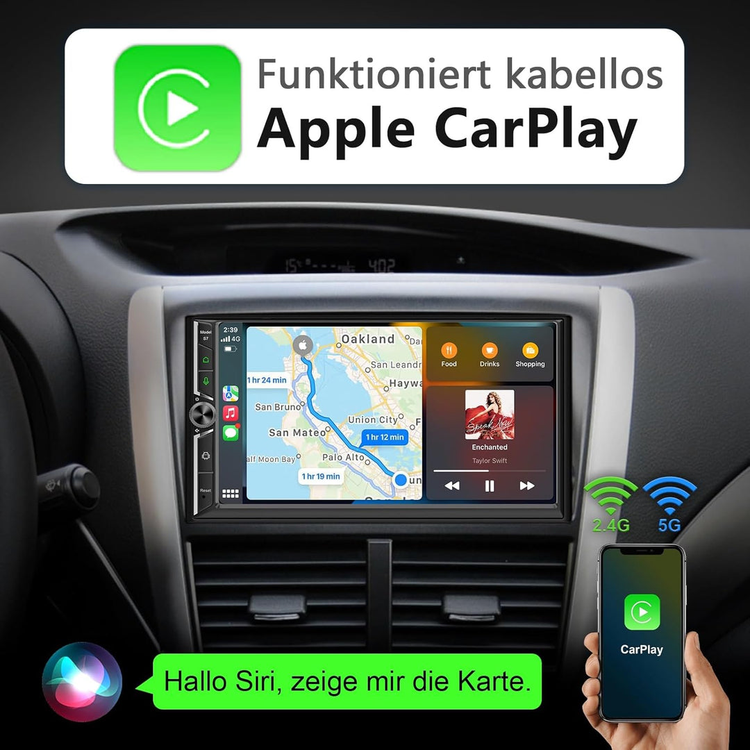 DAB+ Autoradio Android Doppel Din Radio mit Wireless Carplay Wireless Android Auto mit Bildschirm, 8