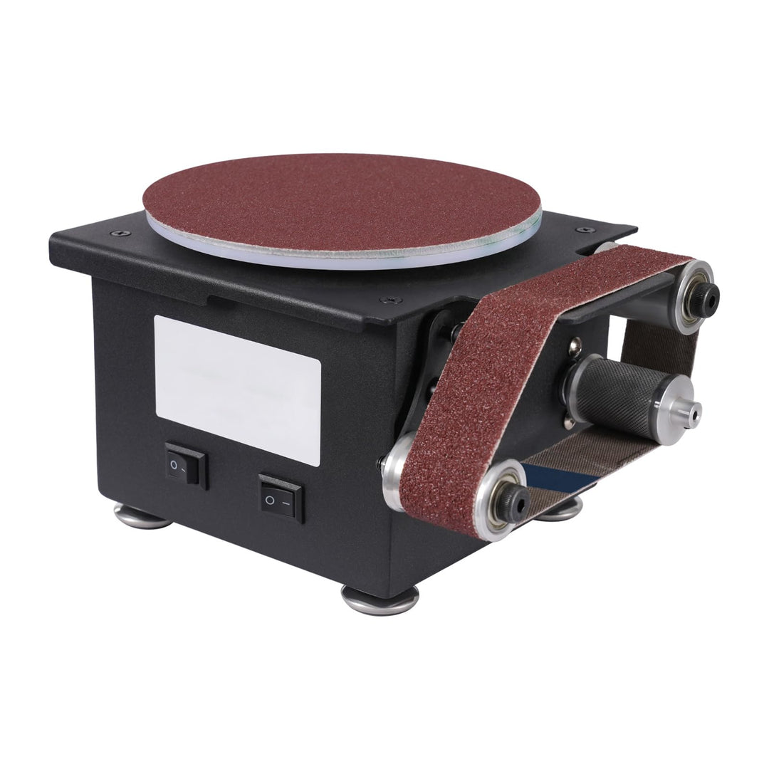Mini Band und Tellerschleifer 100 W mit 7 Stufen für Holz und Metall | 3 in 1 Schleifer mit 30 mm Ba