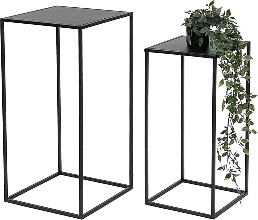 DanDiBo Blumenhocker Metall Schwarz Eckig Blumenständer Beistelltisch 96312 2er Set Blumensäule Mode