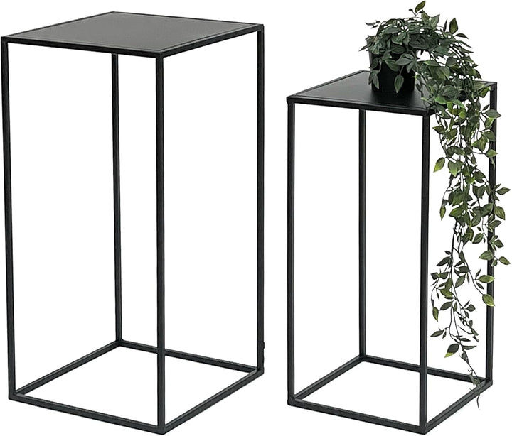 DanDiBo Blumenhocker Metall Schwarz Eckig Blumenständer Beistelltisch 96312 2er Set Blumensäule Mode