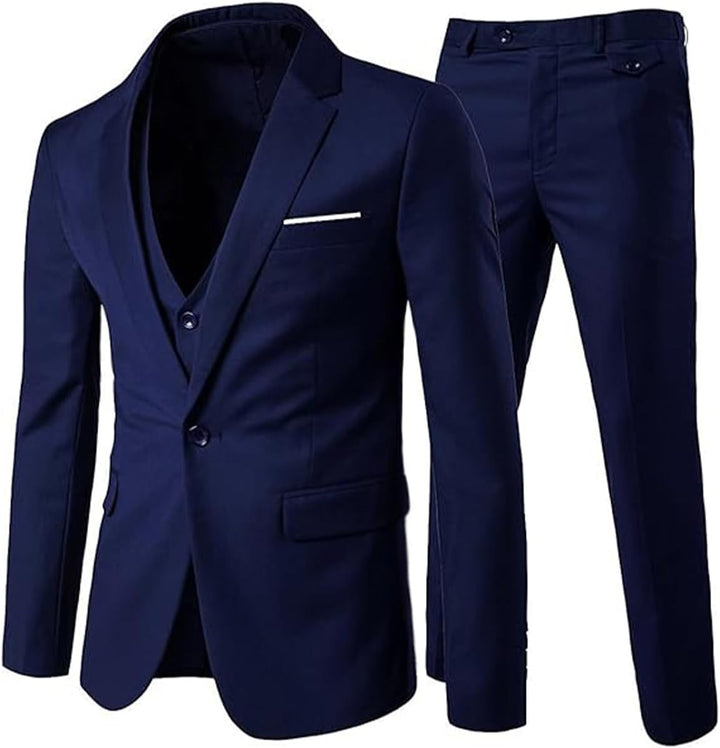 Anzug Herren Slim Fit 3 Teilig Anzüge Herrenanzug Sakko für Hochzeit Business S Marineblau, S Marine