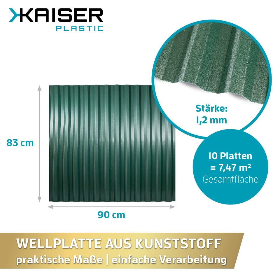 KAISER plastic® Wellplatten Grün | Wellplatten Dach, Welldach Kunststoff | Dachplatten wetterfest |