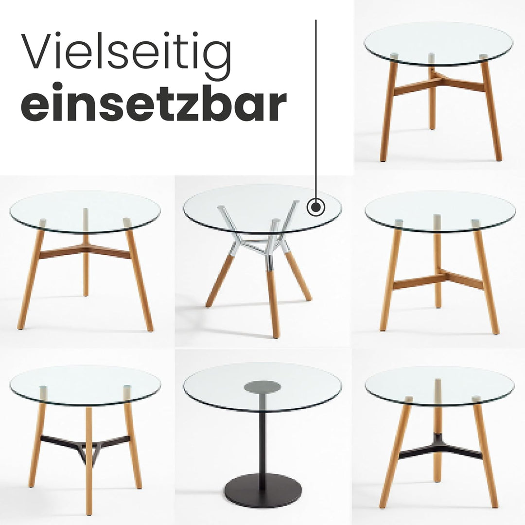 Glasplatte Rund Ø 40 cm | Schwarze Tischplatte aus gehärtetem ESG-Sicherheitsglas | 8 mm dick – Idea