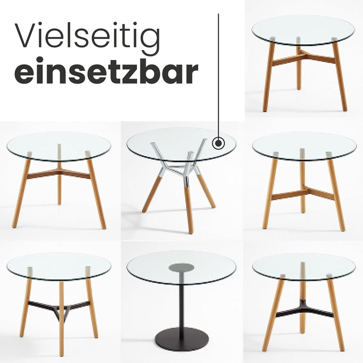 Glasplatte Rund Ø 40 cm | Schwarze Tischplatte aus gehärtetem ESG-Sicherheitsglas | 8 mm dick – Idea