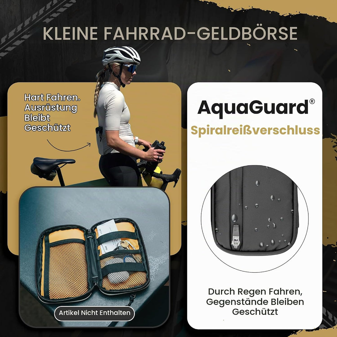 Lumiere &amp; Co. Fahrradtasche Wasserdicht – 9 × 14 cm Kompakte Radfahr-Börse mit Fächern für Karten, B
