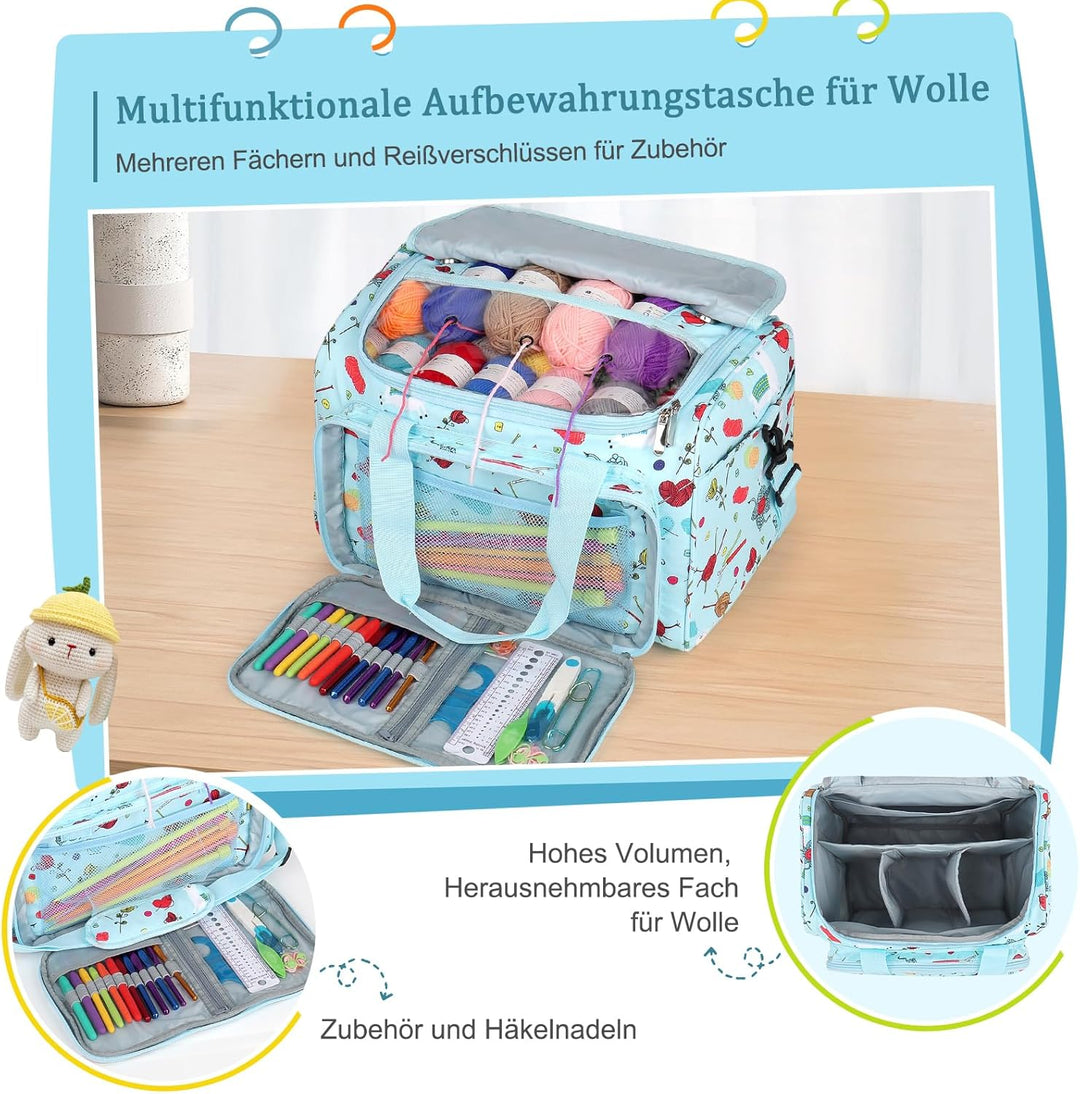 Katech Aufbewahrungstasche für Wolle, die geeignet zum Transportieren von Strick-/Häkeln wolle ist u