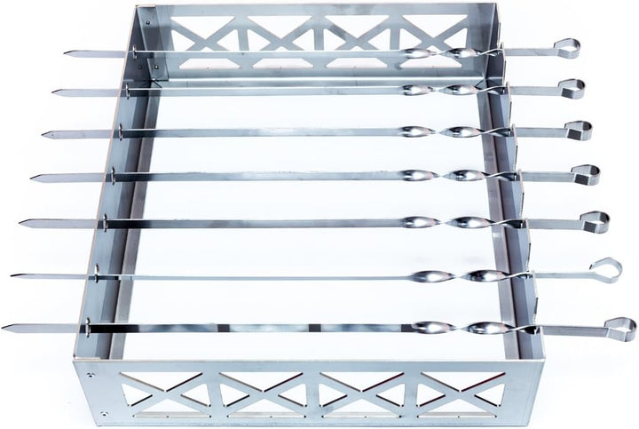 Mangal Spiessaufsatz 400x350mm,BBQ,Kebabgrill,Spiessgrill,Grillset mit 7 Spiessen