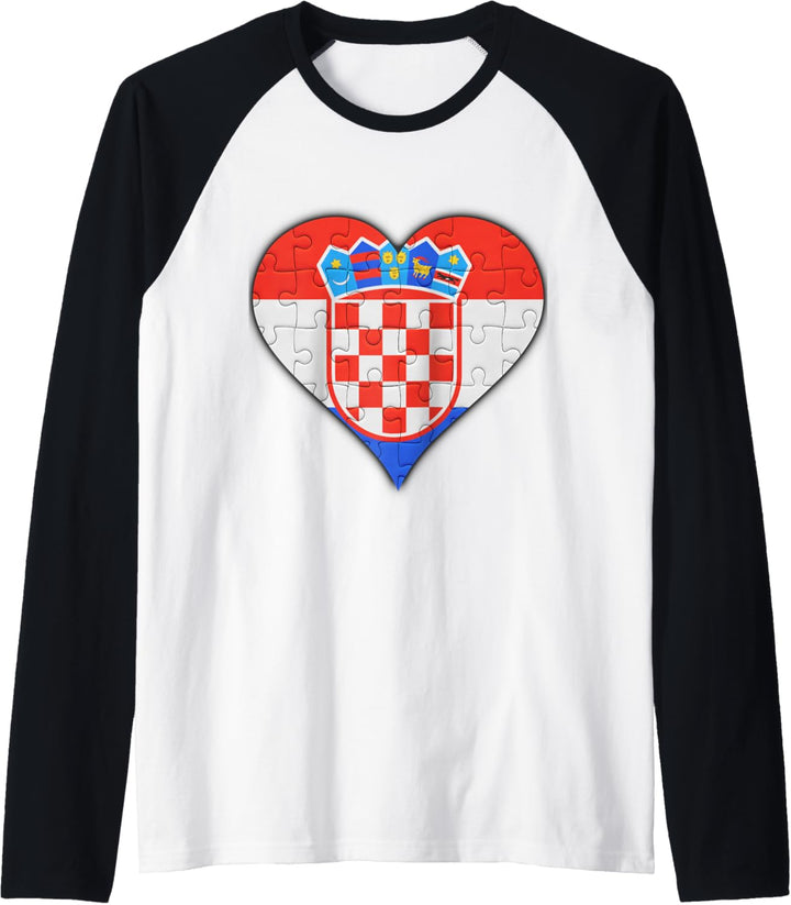 Kroatien Kroatische Flagge Herz Raglan