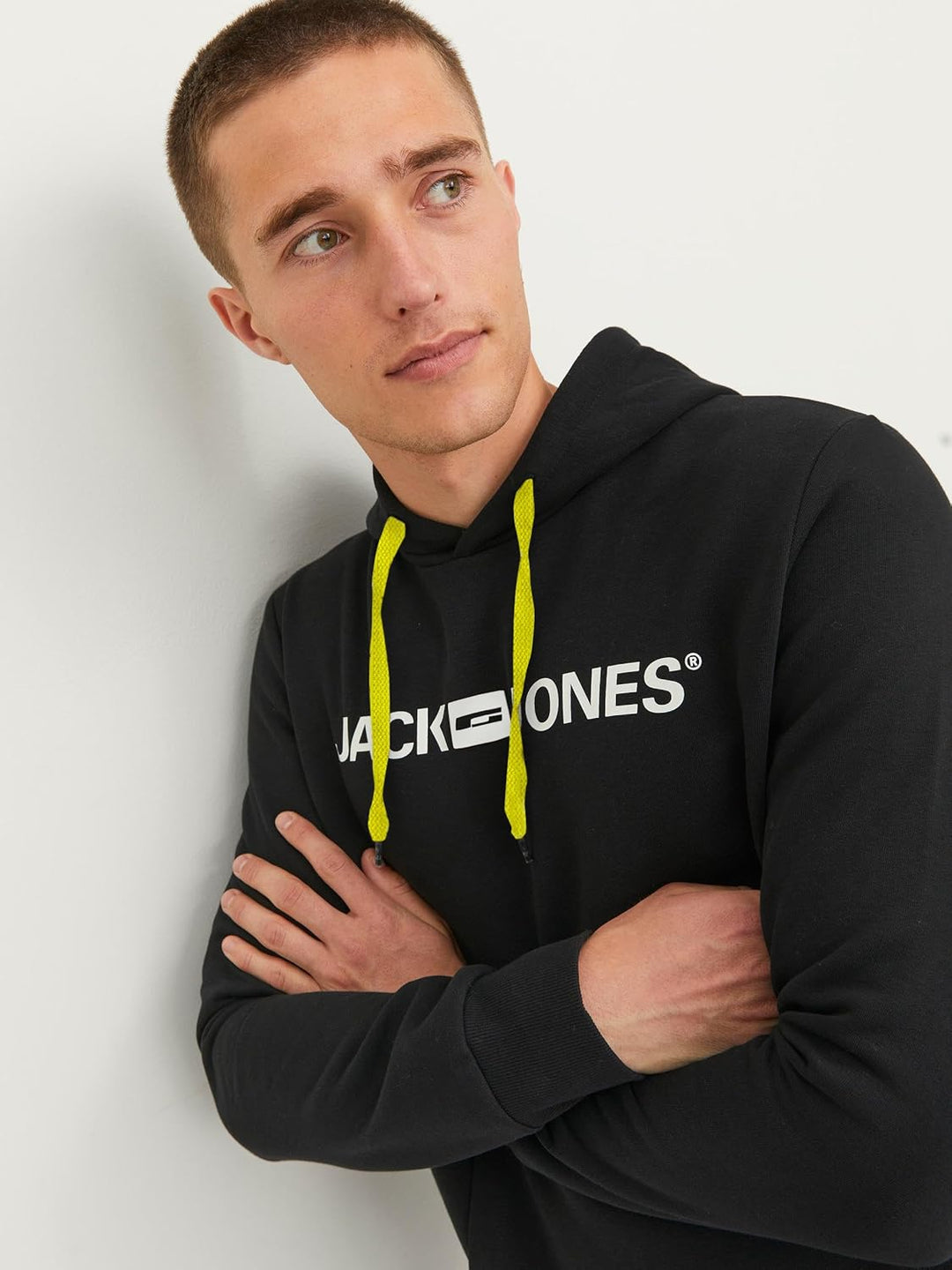 JACK & JONES Male Kapuzenpullover Logo Kapuzenpullover XS Schwarz (Safety Yellow/Reg Fit), XS Schwar