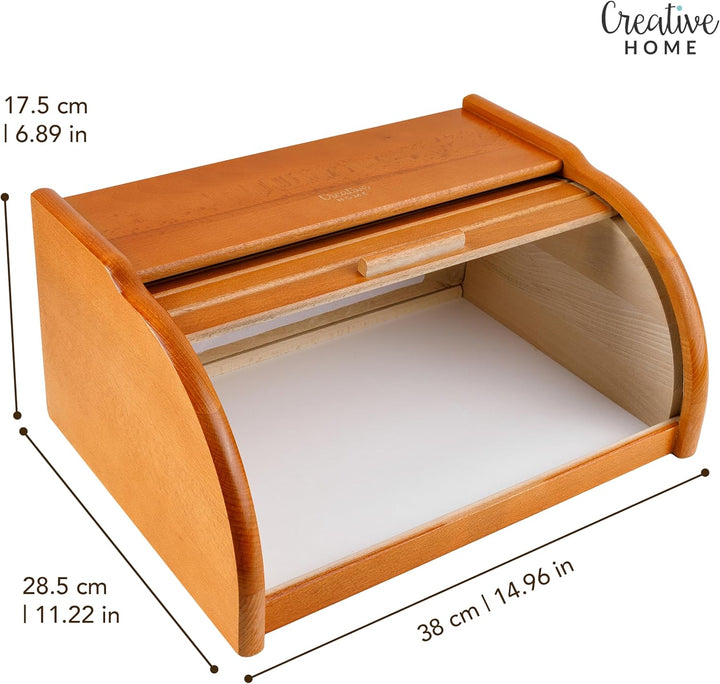 Creative Home Erle Brotkasten Holz | 38 x 28,5 x 17,5cm (+/-1cm) | Perfekte BrotBox für Brot Brötche