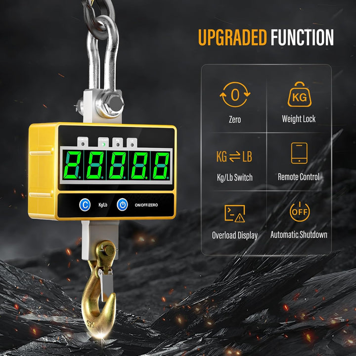 Yontwe Elektronische Hängewaage 2000kg Industrielle schwere Hängewaage Wiederaufladbare superklare d