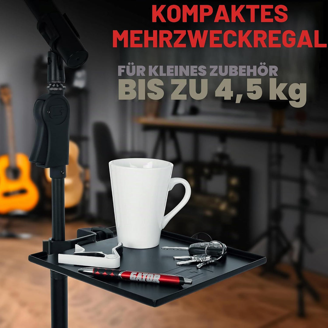 Gator Frameworks Zubehörablage für Mikrofonständer, 23 x 23 cm Fläche mit max. 4 kg Belastbarkeit, s