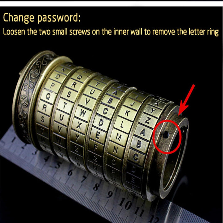 MINGZE Da Vinci Code, Zylinderschloss Box Mini Cryptex Retro Alphabet Sperren Valentinstag Freundin