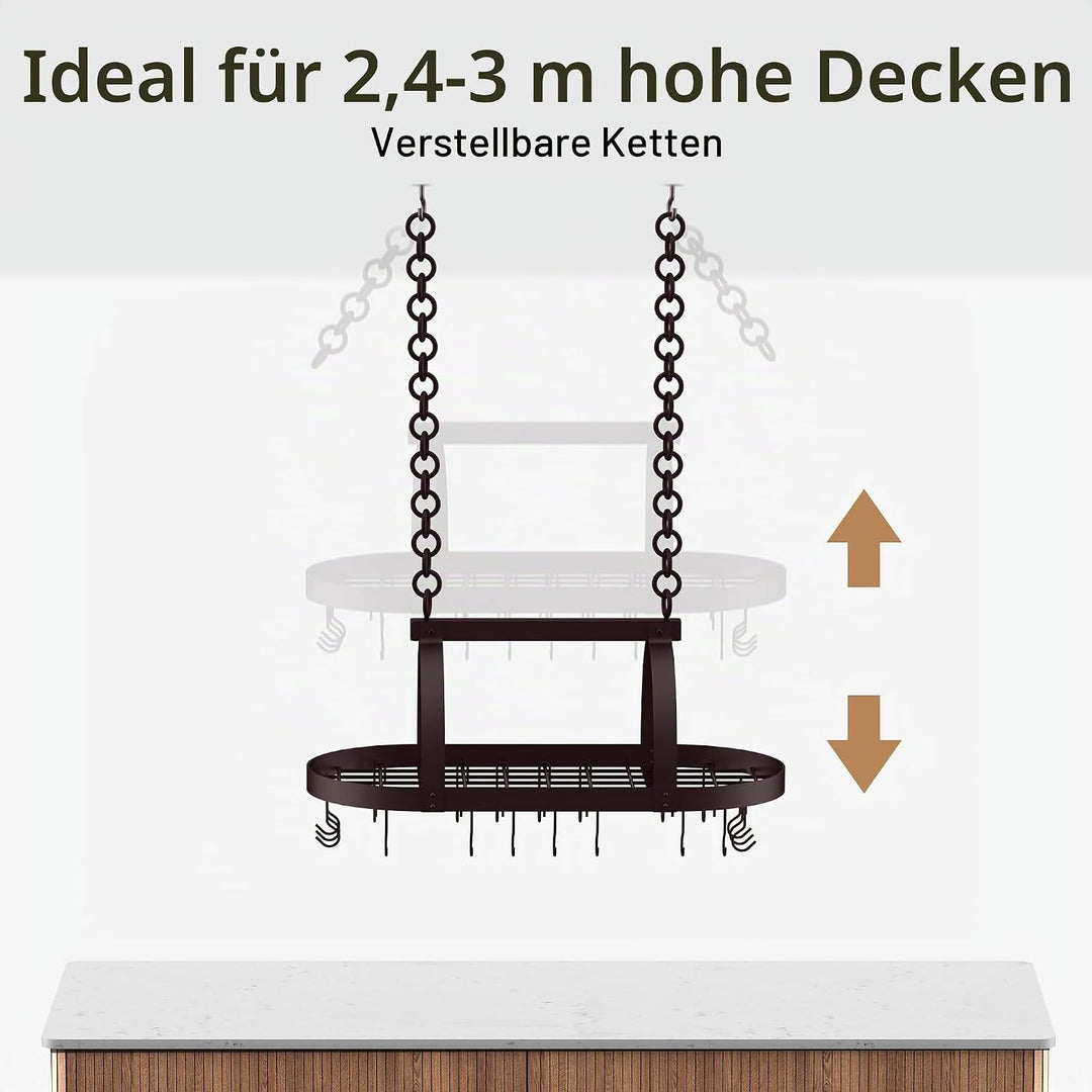 KES 85x39cm Ölbronze Topfhalter Pfannenhalter Hängeregal Küche Topfregal Deckenregal Hängend Küchenr