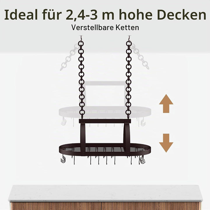 KES 85x39cm Ölbronze Topfhalter Pfannenhalter Hängeregal Küche Topfregal Deckenregal Hängend Küchenr