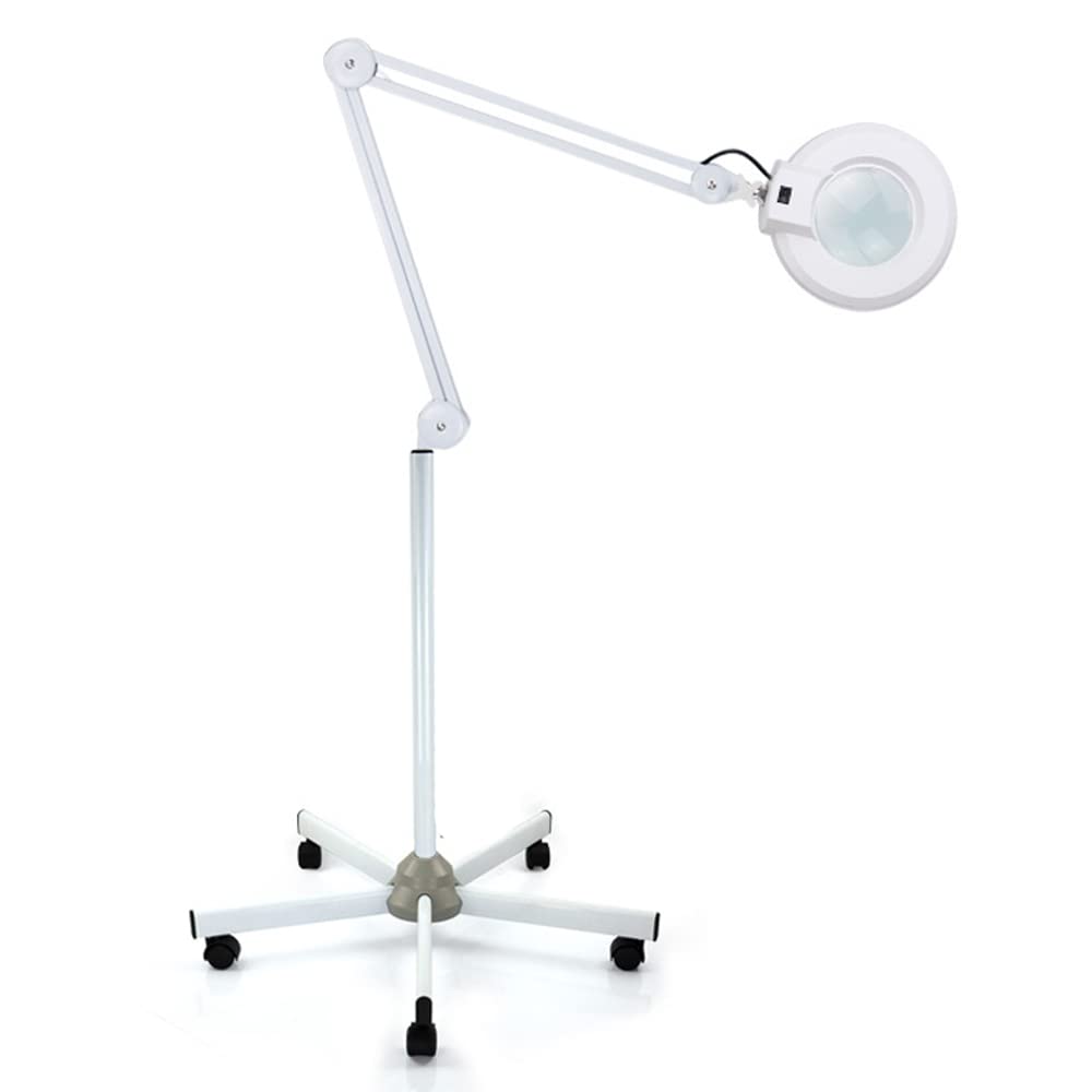 Kosmetische Lupenlampe, 24W LED Lupenleuchte mit 125mm Echtglaslinse und Rollen, 8X Vergrösserungsla