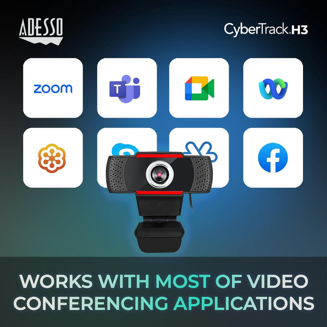 Adesso CyberTrack H3 720p HD Webcam mit eingebautem Mikrofon 2" x 2.2" x 2.2", 2" x 2.2" x 2.2"