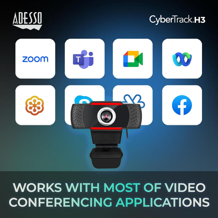 Adesso CyberTrack H3 720p HD Webcam mit eingebautem Mikrofon 2" x 2.2" x 2.2", 2" x 2.2" x 2.2"