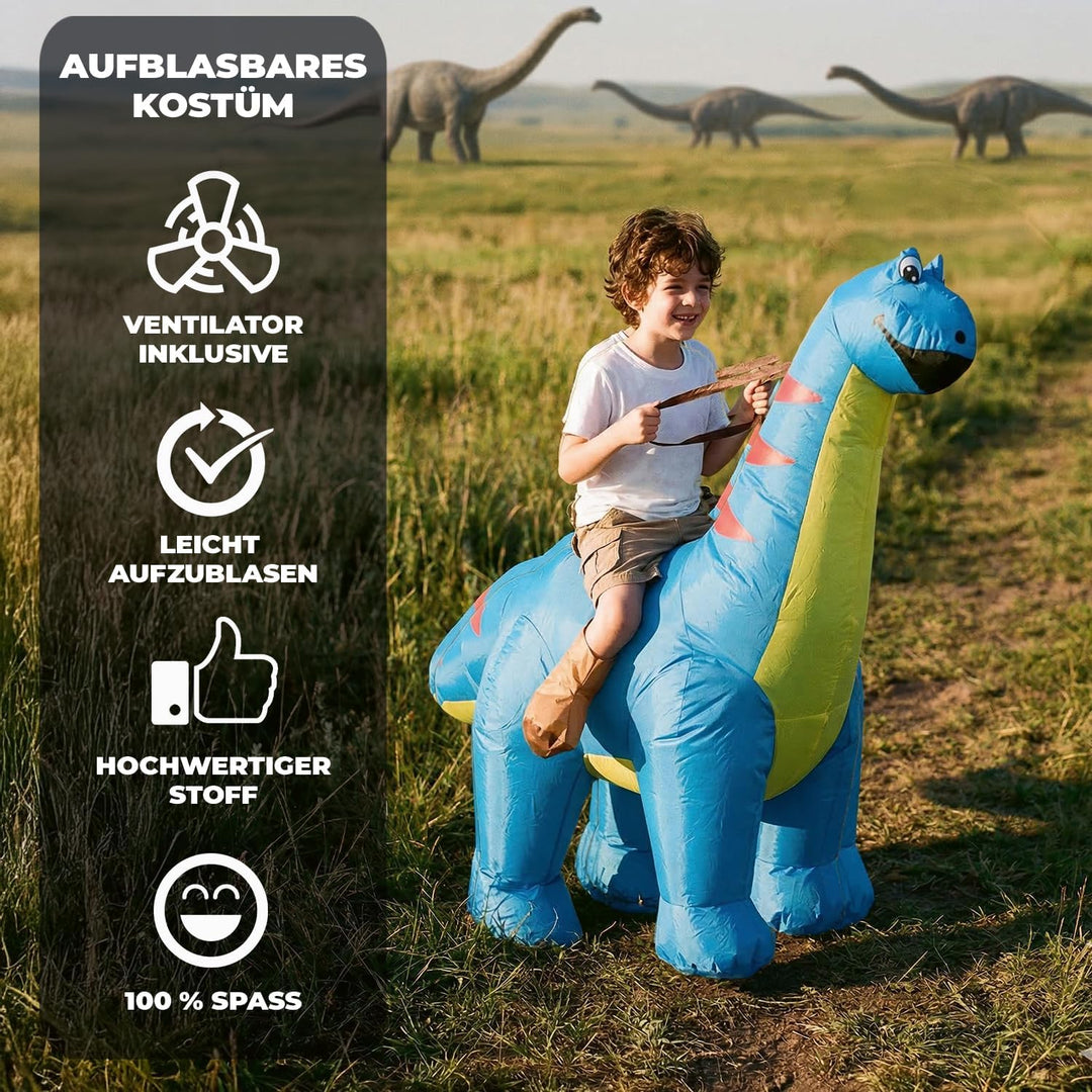 AirSuit® Aufblasbare Verkleidung Dinosaurier Diplodocus für Kinder | Grösse 120 bis 150cm | Aus sehr