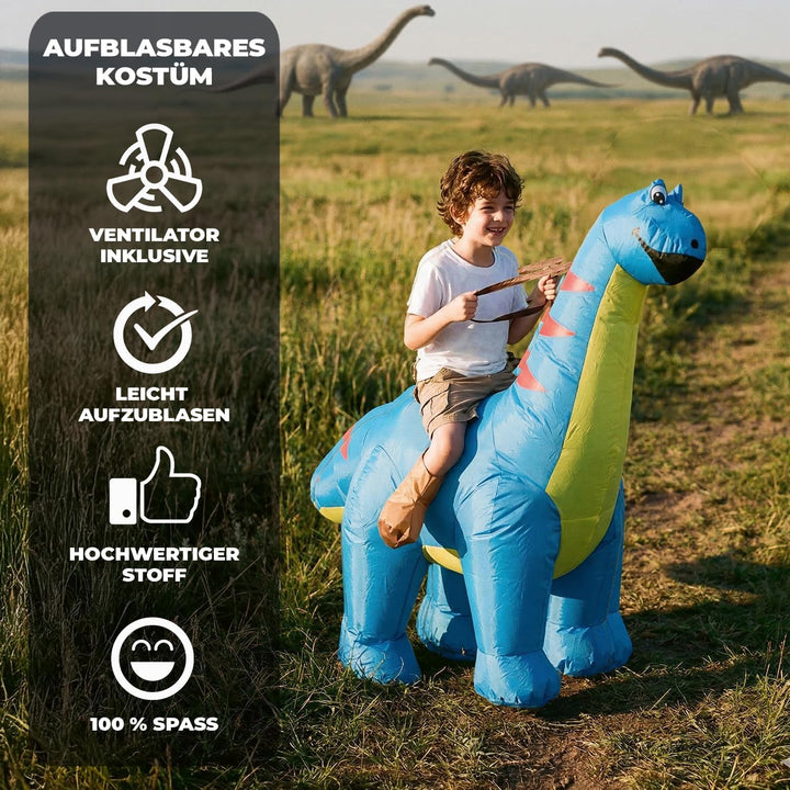 AirSuit® Aufblasbare Verkleidung Dinosaurier Diplodocus für Kinder | Grösse 120 bis 150cm | Aus sehr