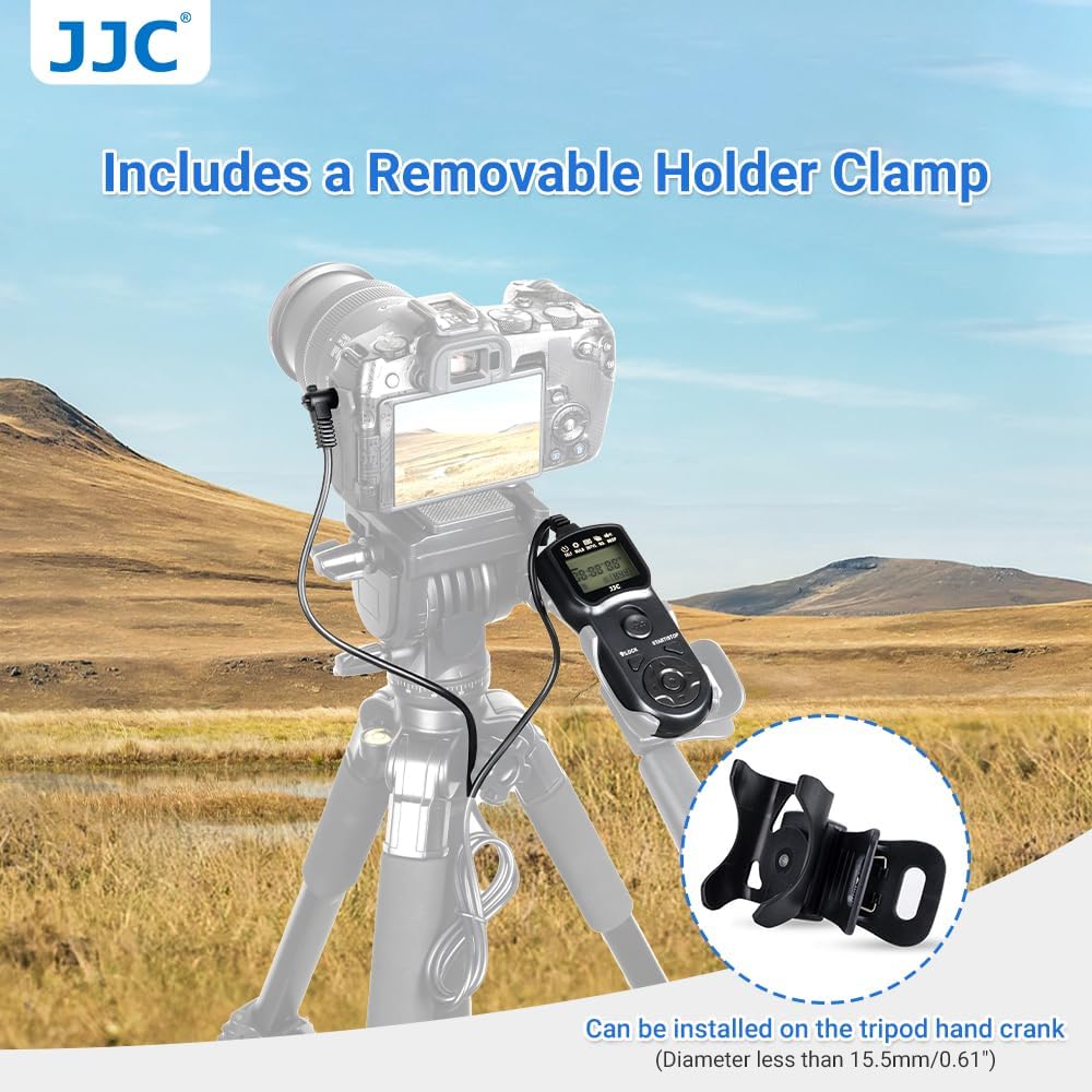 JJC Timer Fernbedienung mit Stativ Halter Klemme für Sony Alpha ZV-1 A6600 A6500 A6300 A7IV A7III A7