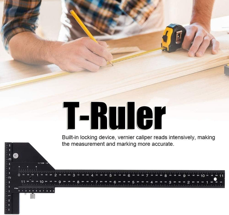 Fafeicy Holzbearbeitung T Lineal, 11,8in / 30cm Aluminiumlegierung Holzschneider Massnahme Scribing