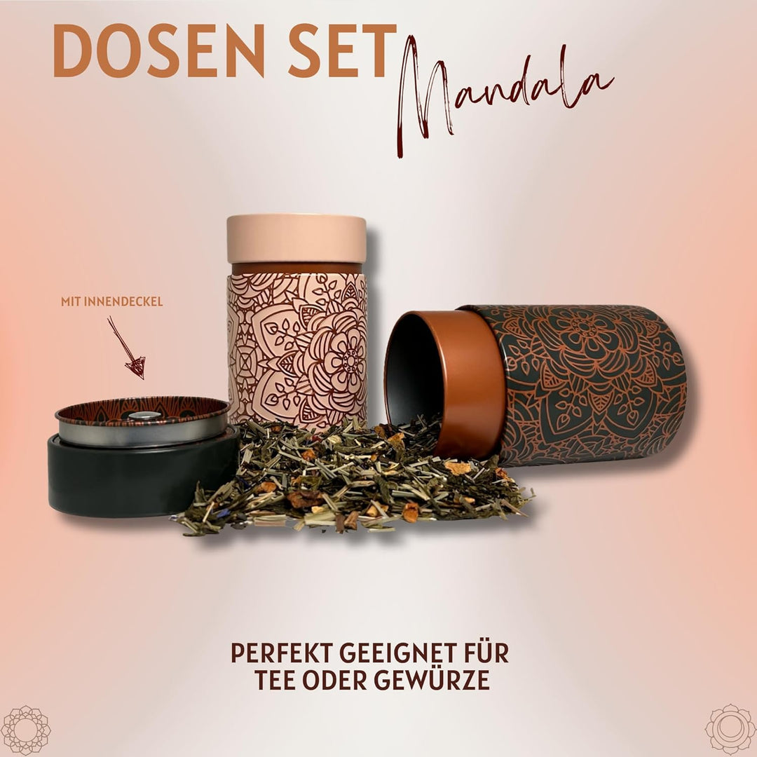 MediMuc Dose Mandala 150g 2er Set mit orientalischen Motiven aufwendig lackiert, Stülpverschluss - V