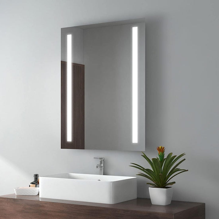 EMKE LED Badspiegel mit Beleuchtung 80x60cm Badezimmerspiegel kaltweiss Lichtspiegel Wandspiegel IP4