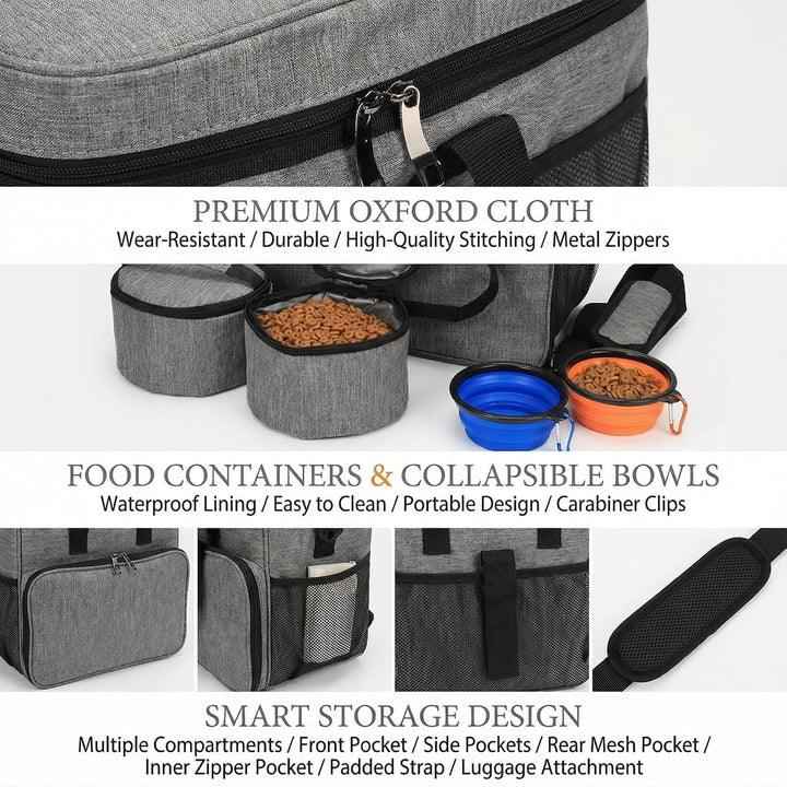 Hunde Reisetasche Grosse Hundetasche – hundereisetasche mit 2 Futterbehältern und 2 faltbaren Hunden
