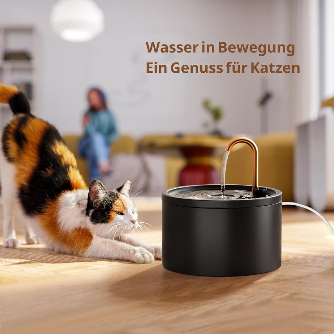 Keimi Katzenbrunnen Keramik, 2.1L Trinkbrunnen für Katze, Leiser Wasserspender, Haustier Trinkbrunne