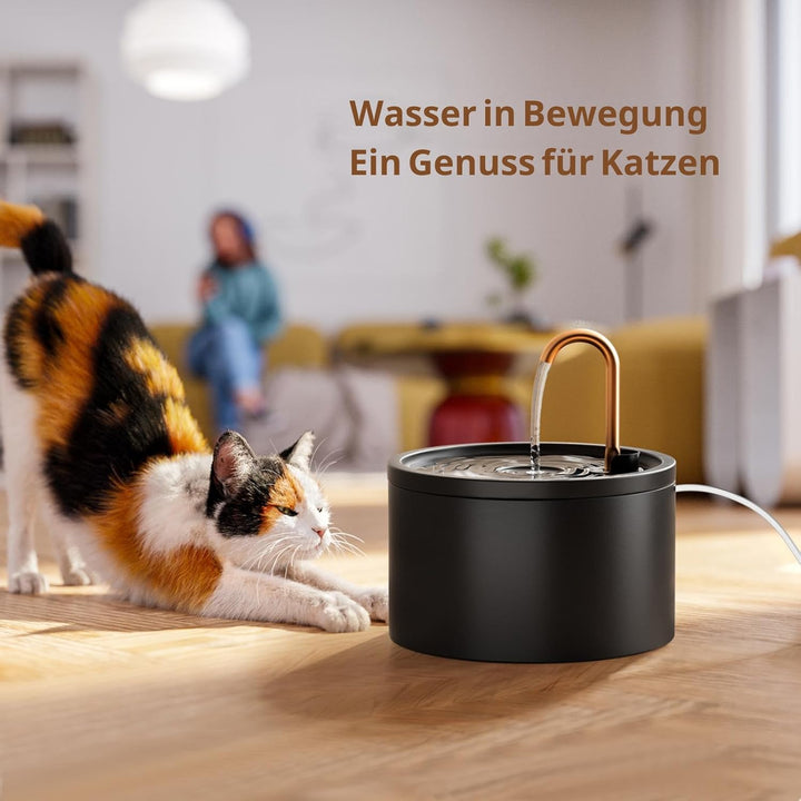 Keimi Katzenbrunnen Keramik, 2.1L Trinkbrunnen für Katze, Leiser Wasserspender, Haustier Trinkbrunne
