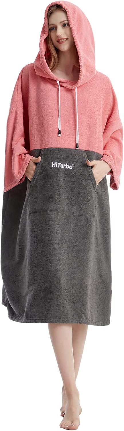 Hiturbo Surf Handtuch Poncho Umziehhilfe - Herren und Damen Changing Robe badeponcho Umkleidehilfe S