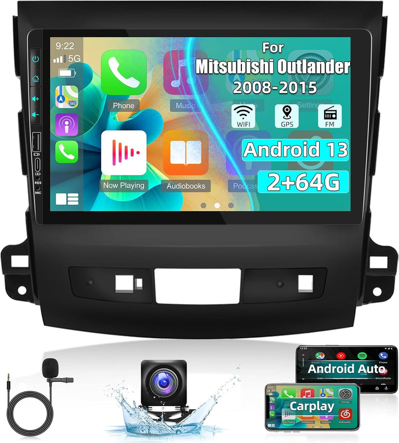 2+64G Android Autoradio für Mitsubishi Outlander 2008-2015 - 9 Zoll Touchscreen Autoradio mit Carpla