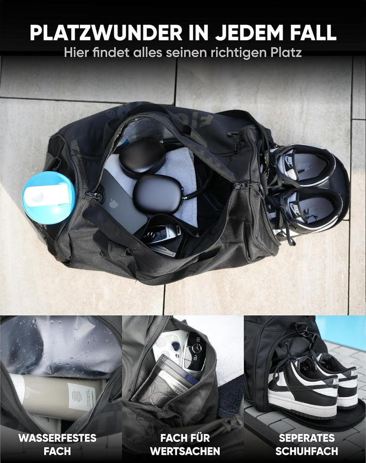 FIGHTR® Sporttasche &amp; Reisetasche für Damen und Herren - mit Schuhfach &amp; Nassfach - Tasche für Sport