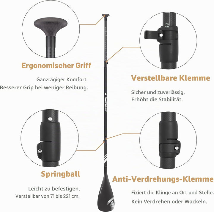 THURSO SURF Carbon Elite SUP Paddel Vollständiges Carbonfaser Paddel Board Paddel Kajakblatt Konvert