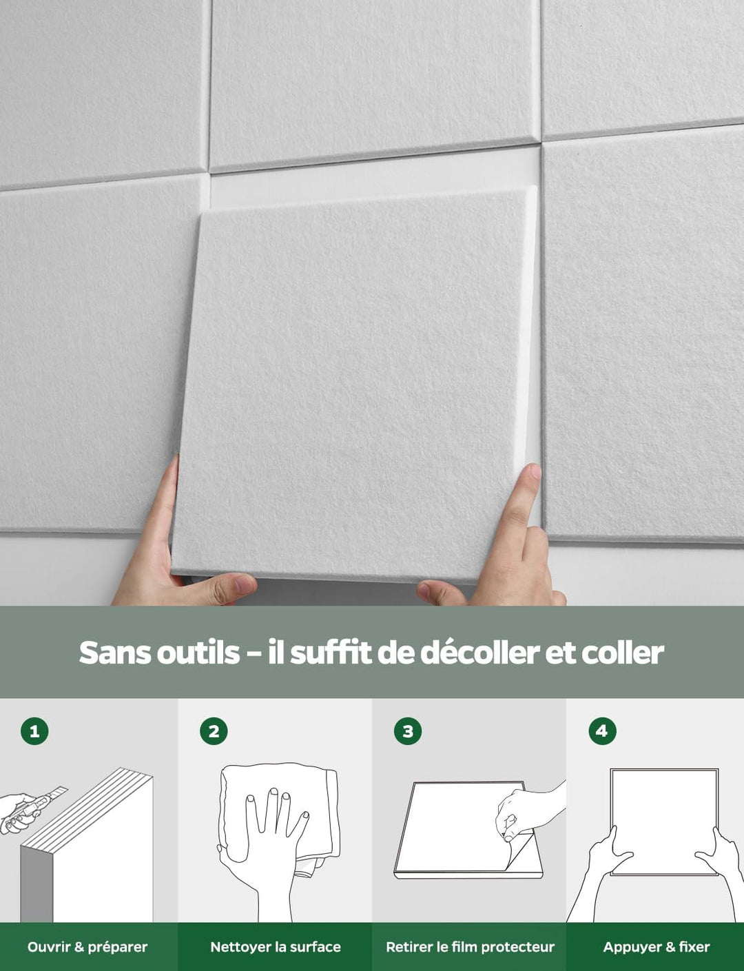 12Stück Akustikplatten, 30 * 30 * 0.9cm Schallabsorber mit Schalldämmung als selbstklebender Wandsch