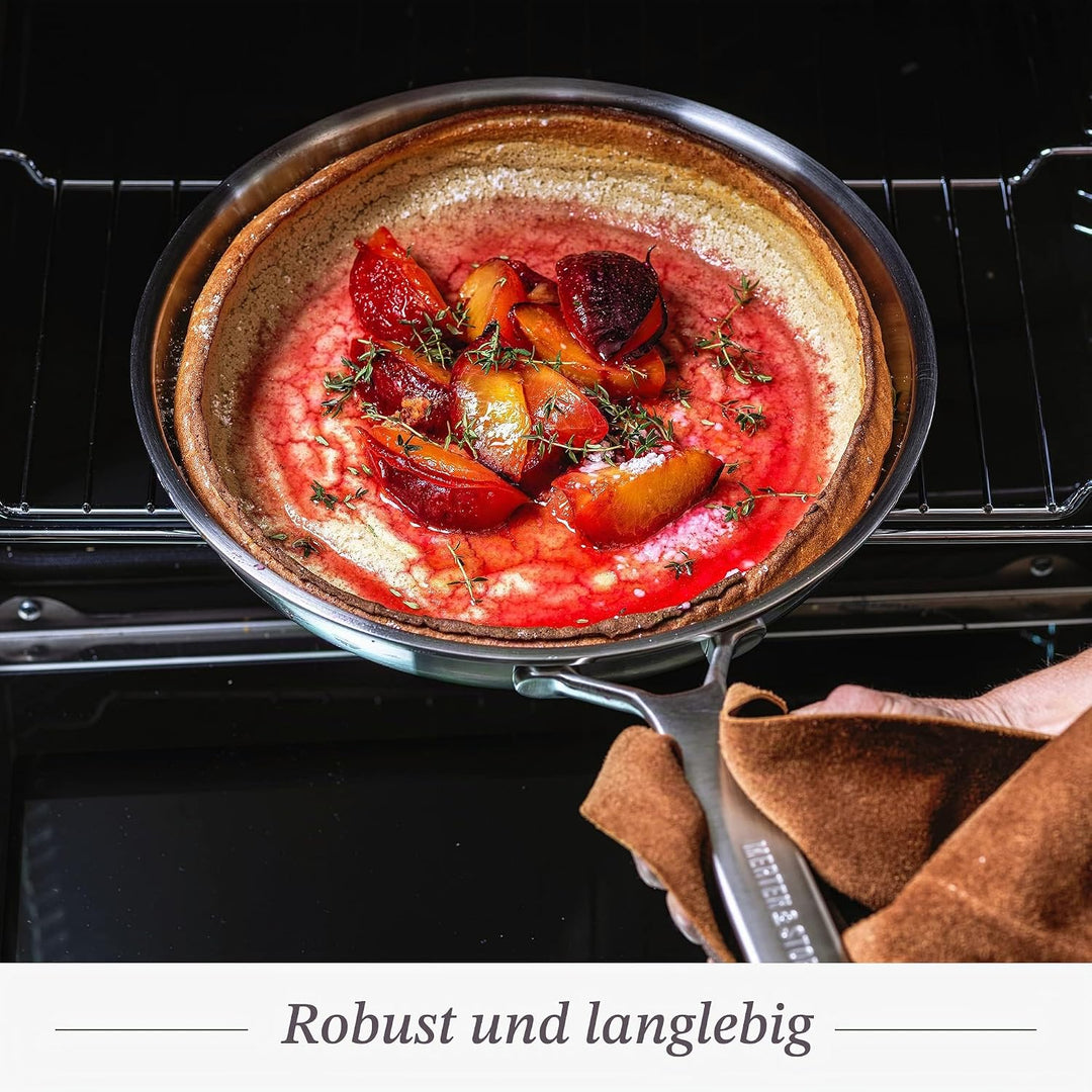 Merten & Storck Tri-Ply 18/10 Edelstahl Induktion 26cm und 30cm Bratpfanne Set, Multi Clad, Backofen