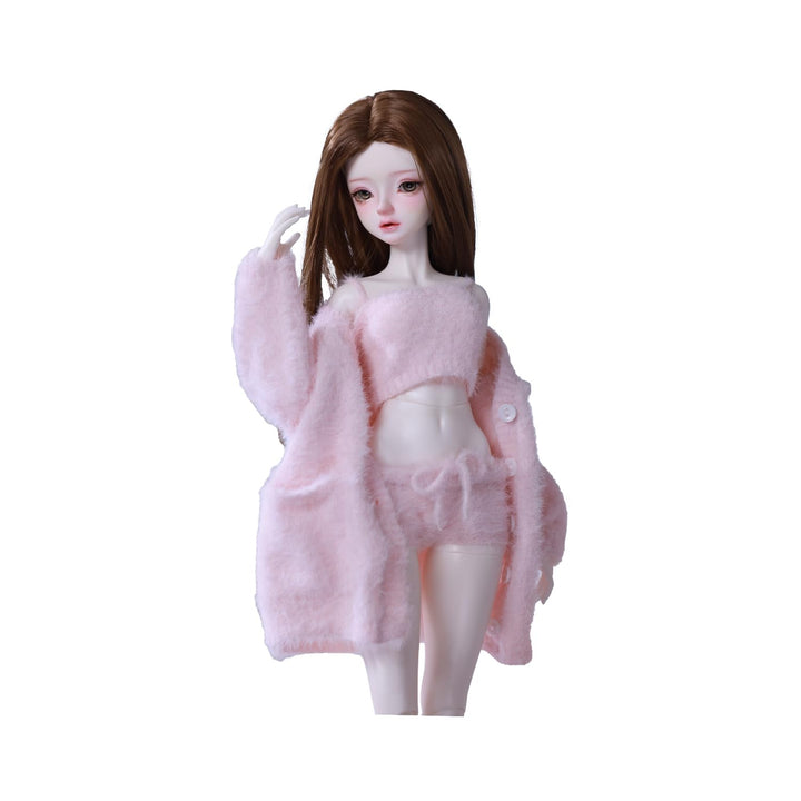 Puppenkleidungsset für BJD, Harz Spielzeug Puppenzubehör Strickjacke+ Weste+ Hose (Rosa, für 1/4 BJD