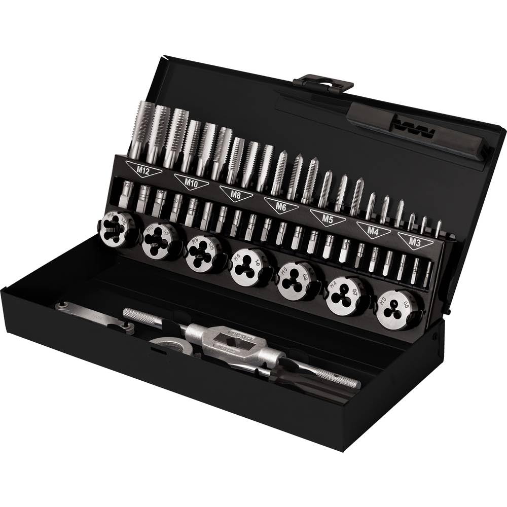 TOOLCRAFT TO-7015521 Gewindeschneidsatz 32teilig Stahl M3 x 0.50, M4 x 0.70, M5 x 0.80, M6 x 1, M8 x