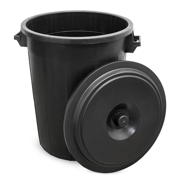 Spetebo Universaltonne 100 Liter mit Deckel - schwarz - Kunststoff und 2 Tragegriffen