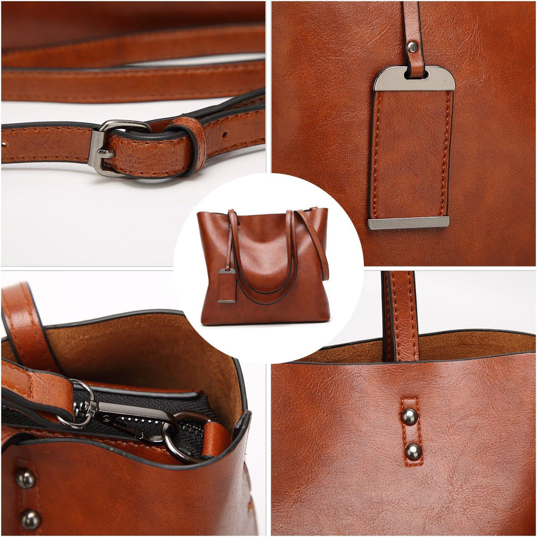 Coolives Tote Einkaufstasche aus PU-Leder für Damen, vertikale Handtaschen, Schultertasche, mit Schu