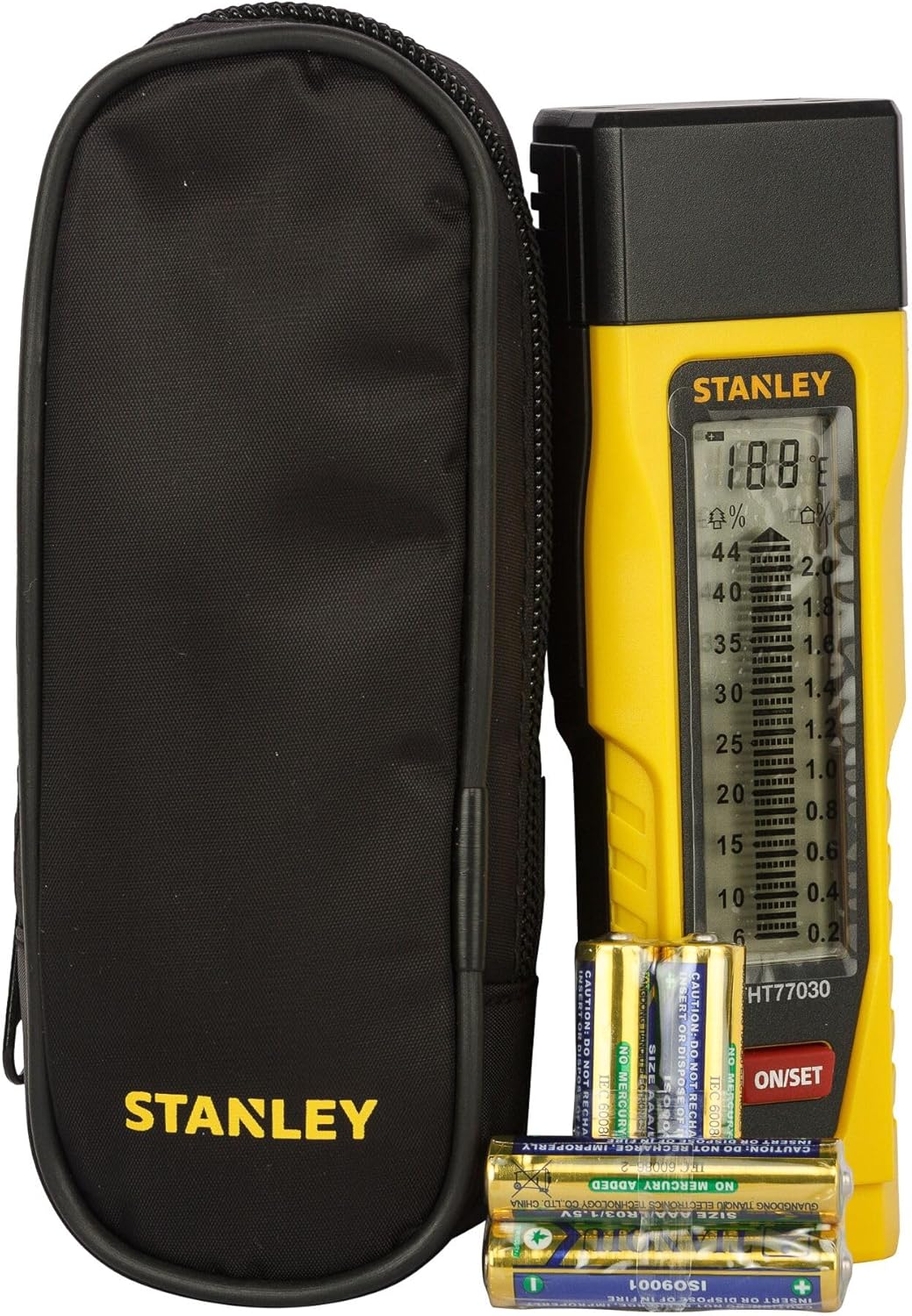 Stanley Feuchtigkeitsmesser (display mit Balkengrafik und zwei Messskalen, schlagfestes Gehäuse)