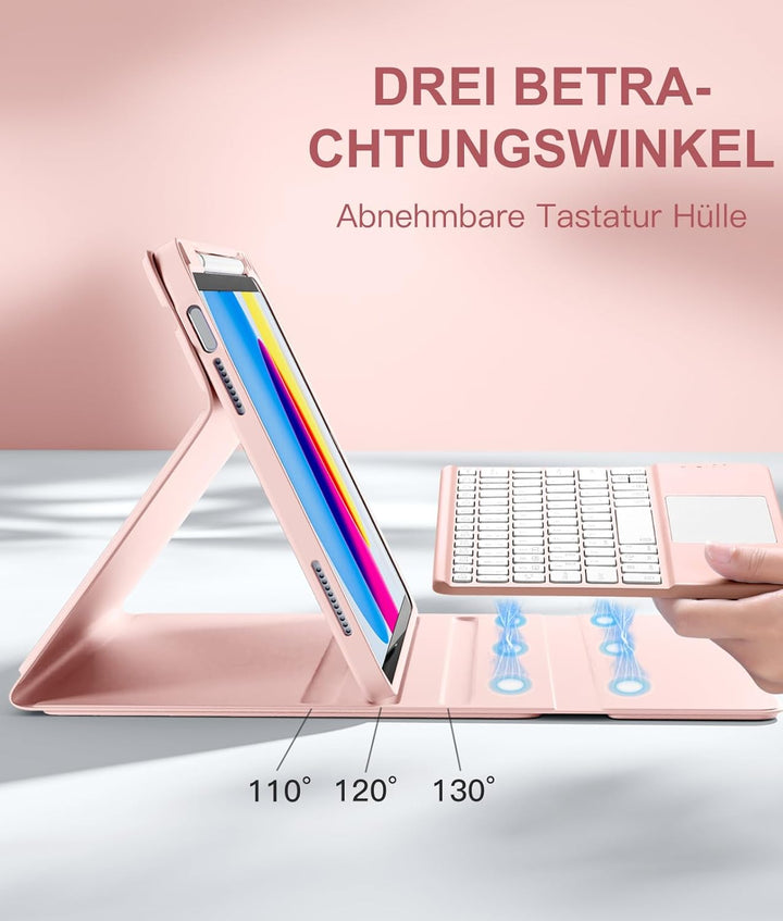 Vobafe Touchpad Hülle mit Tastatur für iPad A16 11 10 Generation 2025 2022, 11/10,9 Zoll, Magnetisch