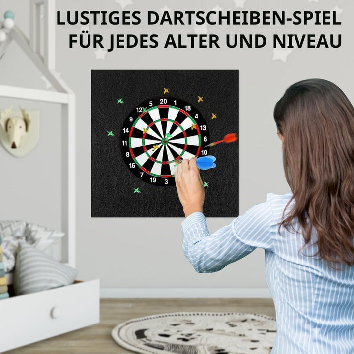 Flintronic Filz Dartboard-Wandschutz, HBT: 600x600x12mm, Dartscheiben Umrandung, Selbstklebend, Gesp