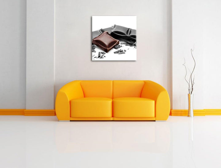 Pixxprint leckere Tafel Schokolade als Leinwandbild | Grösse: 70x70 cm | Wandbild | Kunstdruck | fer