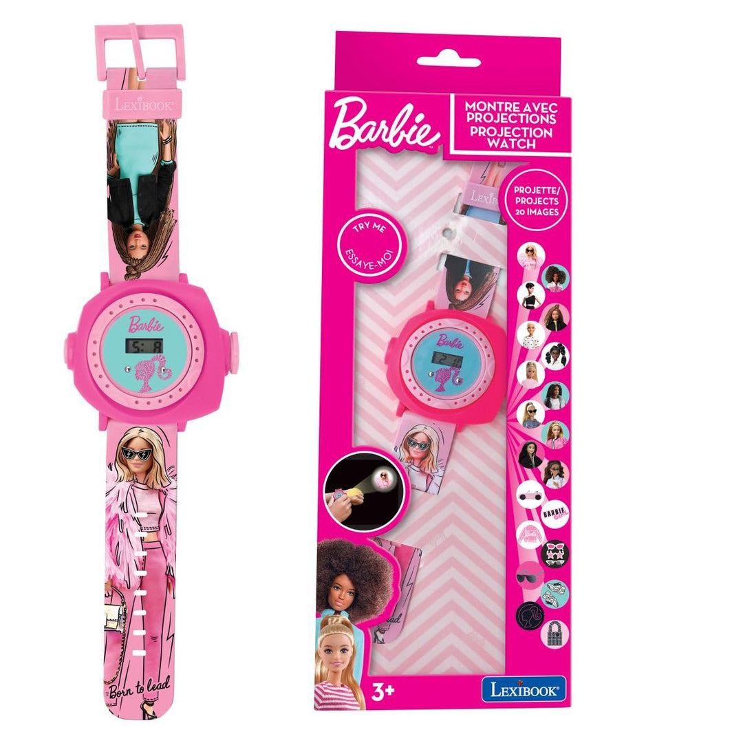 Lexibook - Mattel Barbie Armbanduhr, verstellbar, digitales Display, mit 20 Projektionen des Kinderu